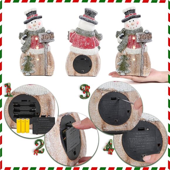 Snowman Statue with LED Lights for Christmas Decoration, Holiday Decor - Picture 3 of 7